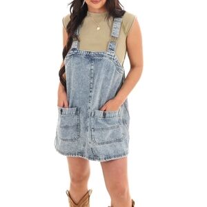 Love Trends Denim Wash Overall Dress